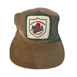Vintage hat snowmobile snapback corduroy Maine cap. great patch!